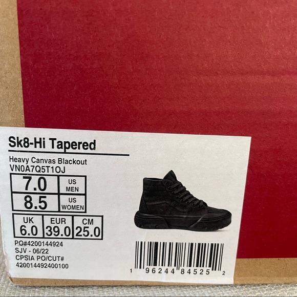 VANS UA SK8-HI TAPERED MODULAR BLACK Woman’s Size 8.5 Men’s Size 7 Heavy Canvas - Picture 5 of 9